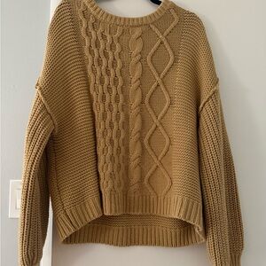 Free People Cable Knit Sweater - Camel size medium